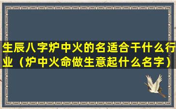 生辰八字炉中火的名适合干什么行业（炉中火命做生意起什么名字）