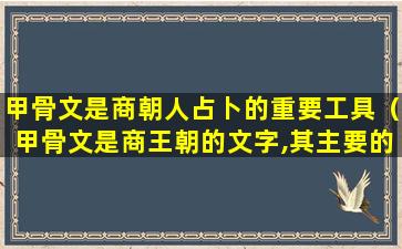 甲骨文是商朝人占卜的重要工具（甲骨文是商王朝的文字,其主要的作用是）