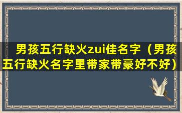 男孩五行缺火zui佳名字（男孩五行缺火名字里带家带豪好不好）