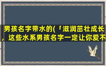 男孩名字带水的(「滋润茁壮成长，这些水系男孩名字一定让你爱不释手！」)