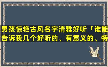 男孩惊艳古风名字清雅好听「谁能告诉我几个好听的、有意义的、特别的*男生名字」