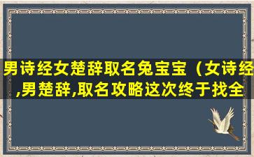 男诗经女楚辞取名兔宝宝（女诗经,男楚辞,取名攻略这次终于找全了!）