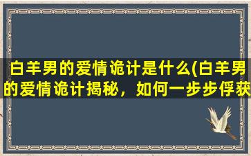 白羊男的爱情诡计是什么(白羊男的爱情诡计揭秘，如何一步步俘获TA的心？)