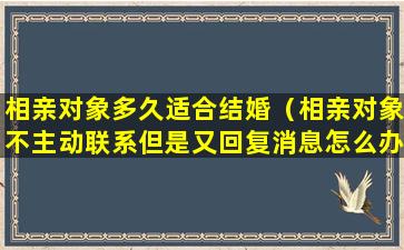 相亲对象多久适合结婚（相亲对象不主动联系但是又回复消息怎么办）