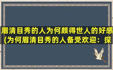 眉清目秀的人为何颇得世人的好感(为何眉清目秀的人备受欢迎：探究外貌与个性的关系)