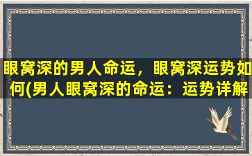 眼窝深的男人命运，眼窝深运势如何(男人眼窝深的命运：运势详解及注意事项)