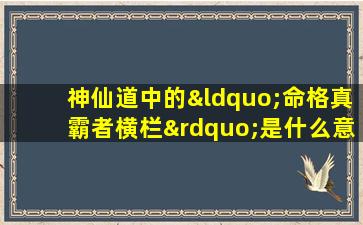 神仙道中的“命格真霸者横栏”是什么意思