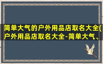 简单大气的户外用品店取名大全(户外用品店取名大全-简单大气、符合SEO的品牌命名建议)