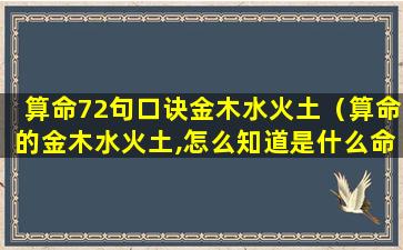 算命72句口诀金木水火土（算命的金木水火土,怎么知道是什么命）