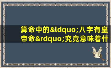 算命中的“八字有皇帝命”究竟意味着什么