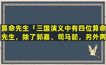 算命先生「三国演义中有四位算命先生，除了郭嘉、司马懿，另外两位是谁」