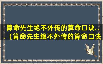 算命先生绝不外传的算命口诀...（算命先生绝不外传的算命口诀是什么）