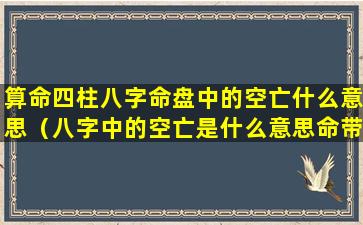 算命四柱八字命盘中的空亡什么意思（八字中的空亡是什么意思命带空亡会怎样）