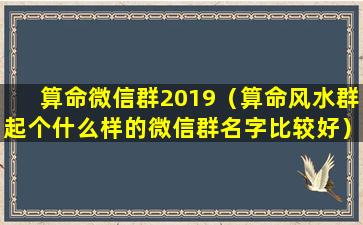 算命微信群2019（算命风水群起个什么样的微信群名字比较好）