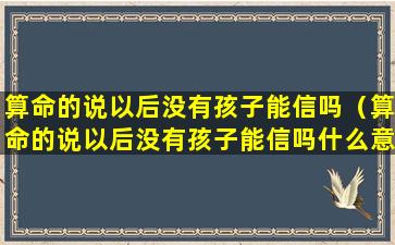 算命的说以后没有孩子能信吗（算命的说以后没有孩子能信吗什么意思）