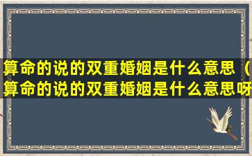 算命的说的双重婚姻是什么意思（算命的说的双重婚姻是什么意思呀）