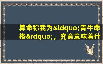 算命称我为“青牛命格”，究竟意味着什么