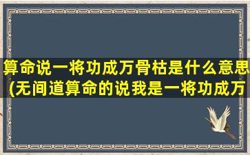 算命说一将功成万骨枯是什么意思(无间道算命的说我是一将功成万骨枯)