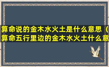 算命说的金木水火土是什么意思（算命五行里边的金木水火土什么意思）