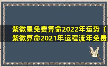 紫微星免费算命2022年运势（紫微算命2021年运程流年免费）