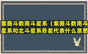 紫薇斗数南斗星系（紫薇斗数南斗星系和北斗星系各星代表什么意思）