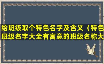 给班级取个特色名字及含义（特色班级名字大全有寓意的班级名称大全）