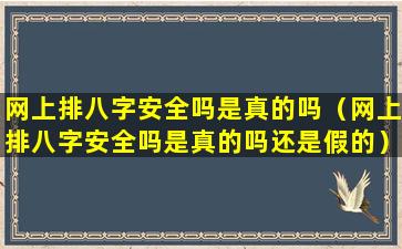 网上排八字安全吗是真的吗（网上排八字安全吗是真的吗还是假的）