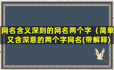 网名含义深刻的网名两个字（简单又含深意的两个字网名(带解释)）