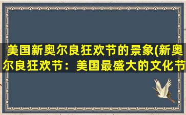 美国新奥尔良狂欢节的景象(新奥尔良狂欢节：美国最盛大的文化节日)