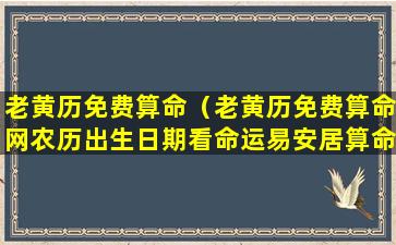 老黄历免费算命（老黄历免费算命网农历出生日期看命运易安居算命网）