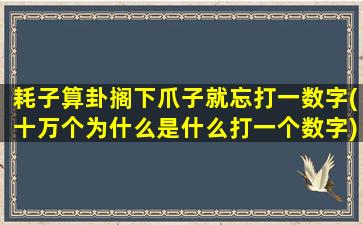 耗子算卦搁下爪子就忘打一数字(十万个为什么是什么打一个数字)