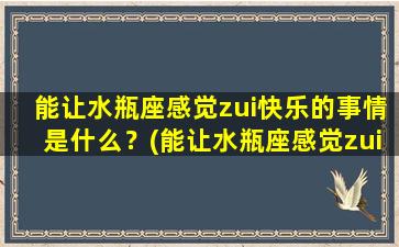 能让水瓶座感觉zui快乐的事情是什么？(能让水瓶座感觉zui快乐的事情是什么呢）