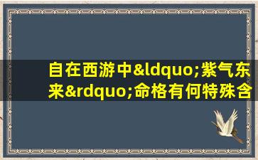 自在西游中“紫气东来”命格有何特殊含义与作用