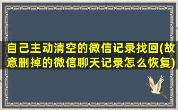 自己主动清空的微信记录找回(故意删掉的微信聊天记录怎么恢复)