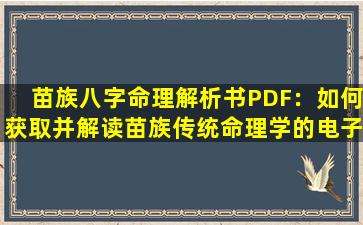 苗族八字命理解析书PDF：如何获取并解读苗族传统命理学的电子版资源