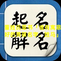 董姓氏草书「谁有寓意好的男孩名字，姓马」