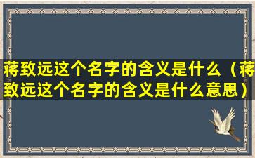 蒋致远这个名字的含义是什么（蒋致远这个名字的含义是什么意思）