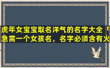 虎年女宝宝取名洋气的名字大全「急需一个女孩名，名字必须含有火字旁和金字旁。有谁知道的，赶快告诉我~~」