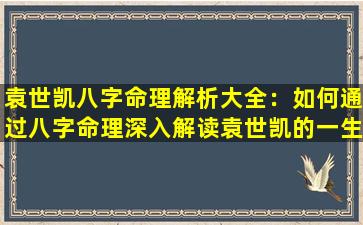 袁世凯八字命理解析大全：如何通过八字命理深入解读袁世凯的一生