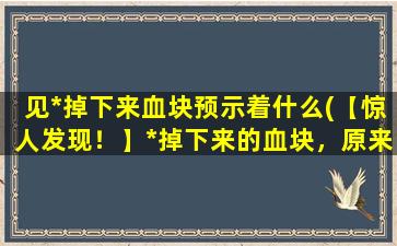 见*掉下来血块预示着什么(【惊人发现！】*掉下来的血块，原来是身体在向你传递这些信息！)