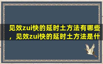 见效zui快的延时土方法有哪些，见效zui快的延时土方法是什么