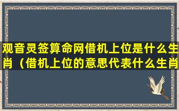 观音灵签算命网借机上位是什么生肖（借机上位的意思代表什么生肖）