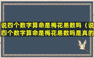 说四个数字算命是梅花易数吗（说四个数字算命是梅花易数吗是真的吗）