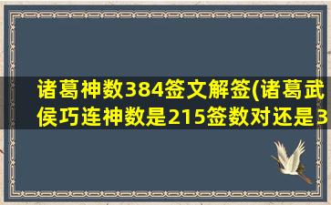 诸葛神数384签文解签(诸葛武侯巧连神数是215签数对还是384签数对)