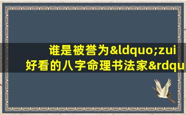 谁是被誉为“zui好看的八字命理书法家”