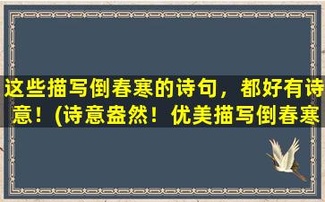 这些描写倒春寒的诗句，都好有诗意！(诗意盎然！优美描写倒春寒的诗句赏析)