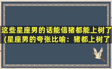 这些星座男的话能信猪都能上树了(星座男的夸张比喻：猪都上树了，你信吗？)