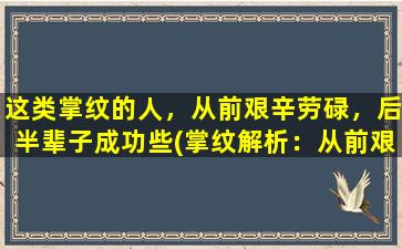 这类掌纹的人，从前艰辛劳碌，后半辈子成功些(掌纹解析：从前艰辛劳碌，后半辈子成功些)