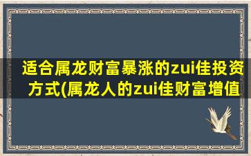 适合属龙财富暴涨的zui佳投资方式(属龙人的zui佳财富增值投资方式推荐)