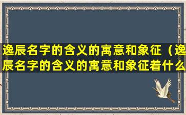 逸辰名字的含义的寓意和象征（逸辰名字的含义的寓意和象征着什么）